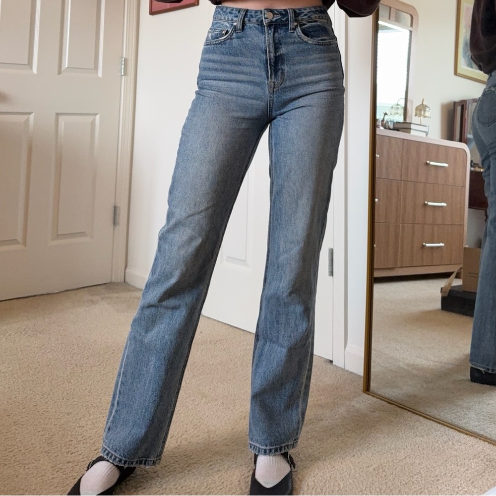 Altar'd State Women's Straight Leg Blue Jeans
